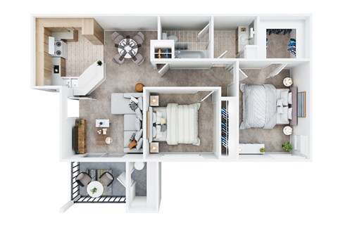 Two Bedroom One Bath Floor Plan